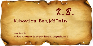 Kubovics Benjámin névjegykártya
