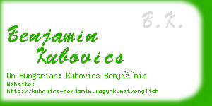 benjamin kubovics business card